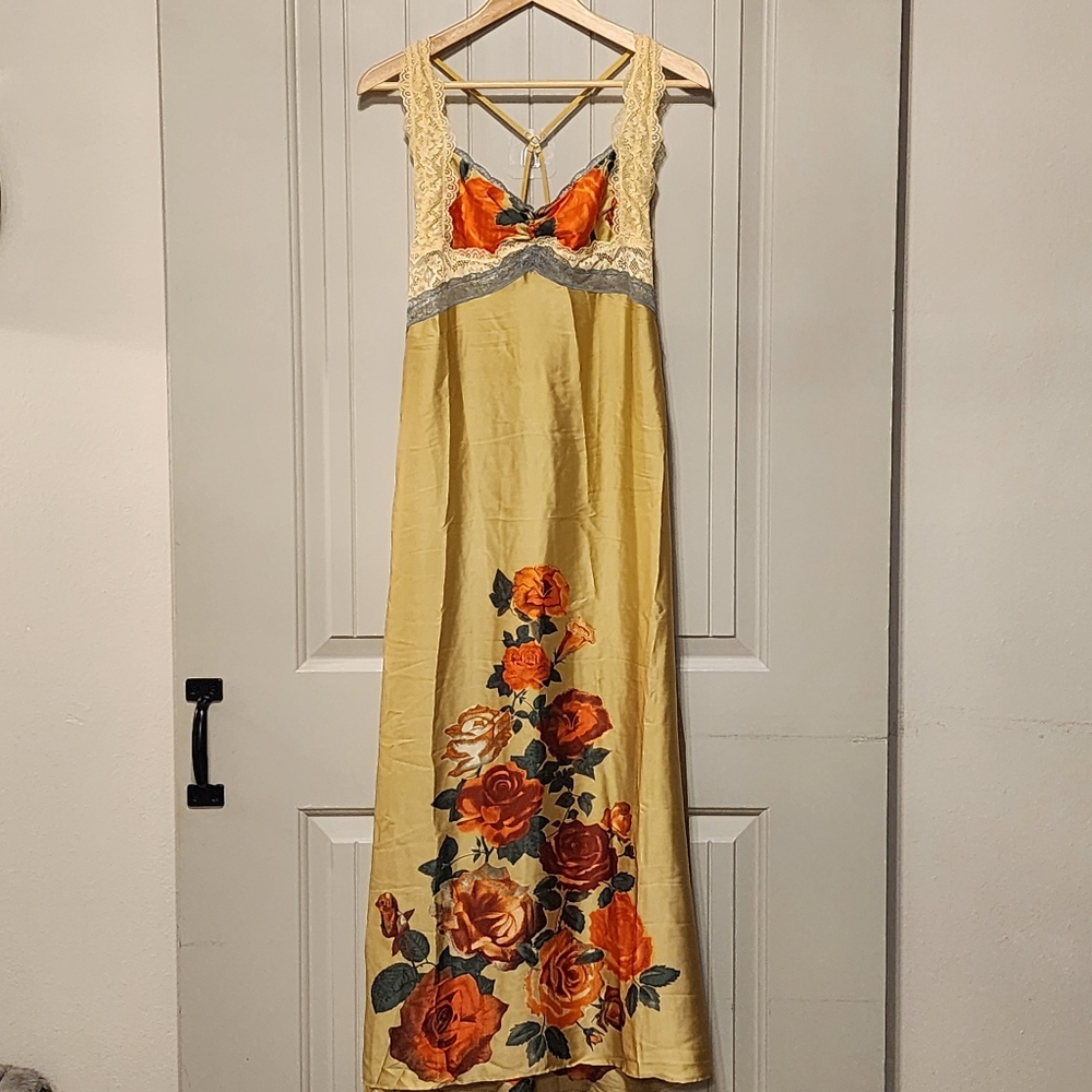 Intimately By Free People Womens Gold Brown Just Dreamy Maxi Slip NWT - Picture 3 of 5
